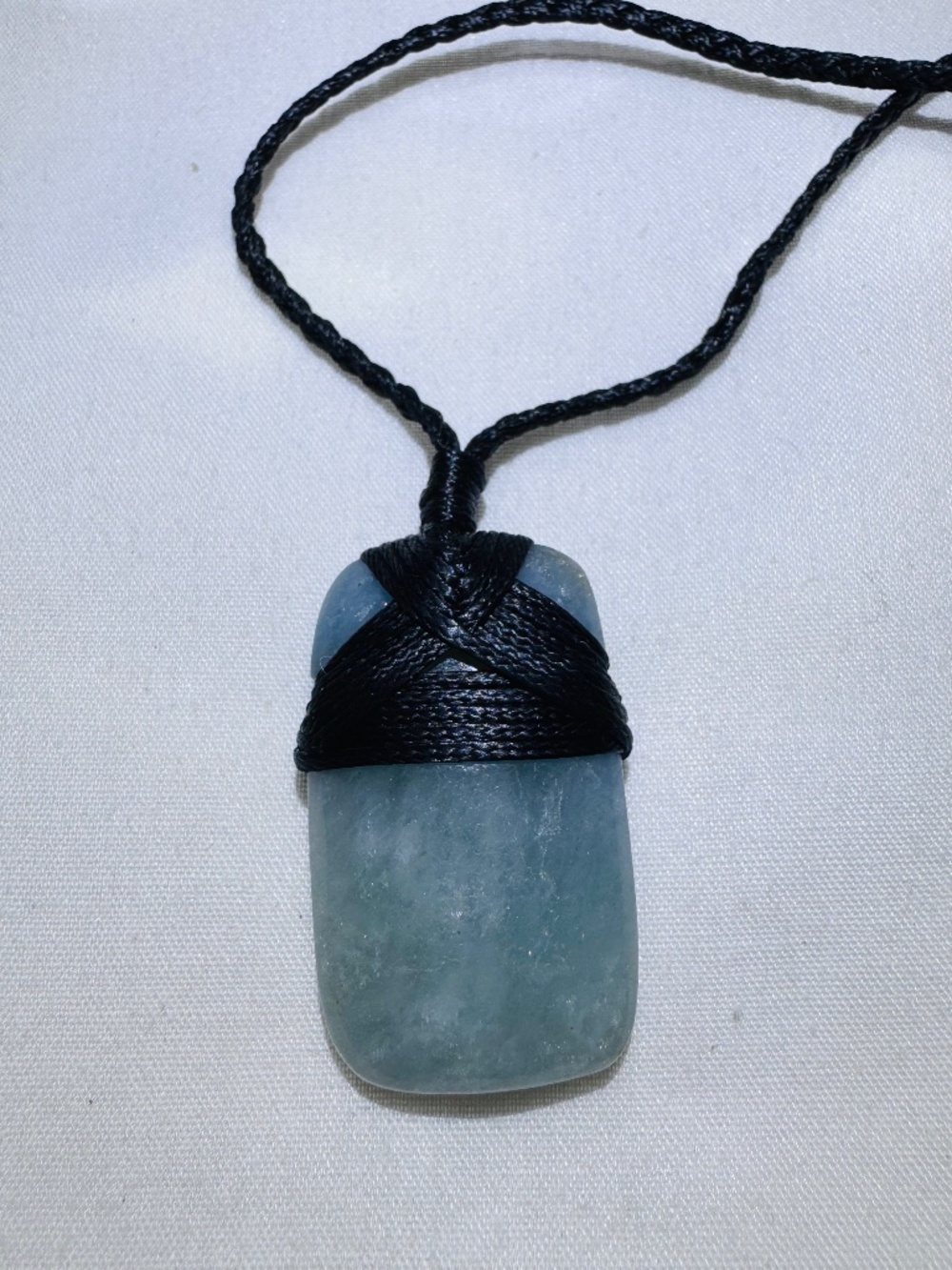 Unisex Aquamarine Macrame Necklace